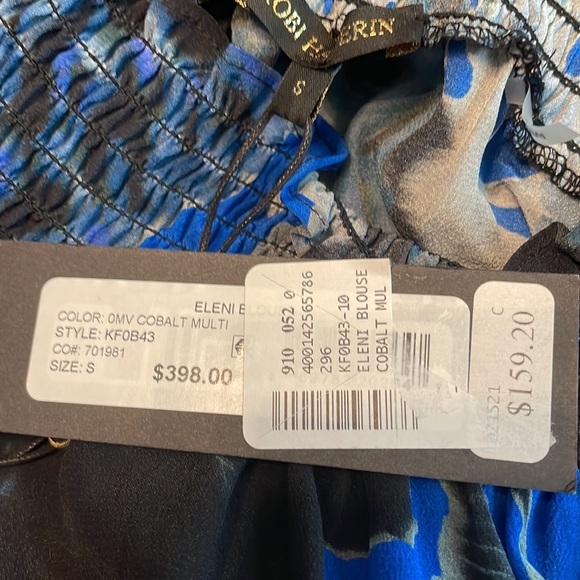 Kobi Halperin Eleni cobalt blue 100% silk blouse size small NWT - Picture 5 of 8